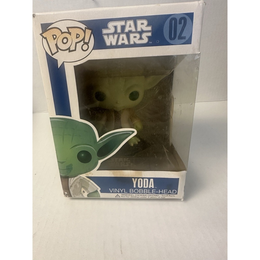 Funko Pop Star Wars Yoda #02 Blue Box Vinyl Bobble-Head - Worn / Damaged Box